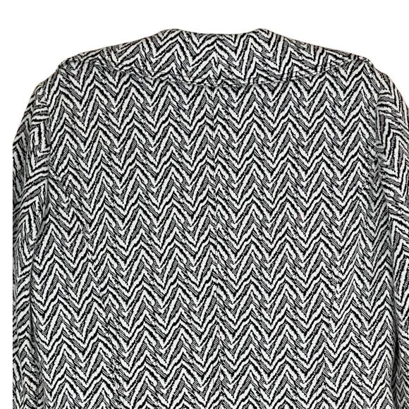 Calvin Klein Womens Size 4 Waterfall Ruffled Open Front Lined Jacket Black White - Picture 3 of 6